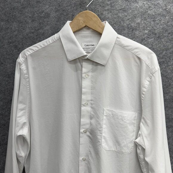 Calvin Klein Men's Active Performance Dress Shirt White 16-16.5 36/37, Size L - Picture 2 of 12